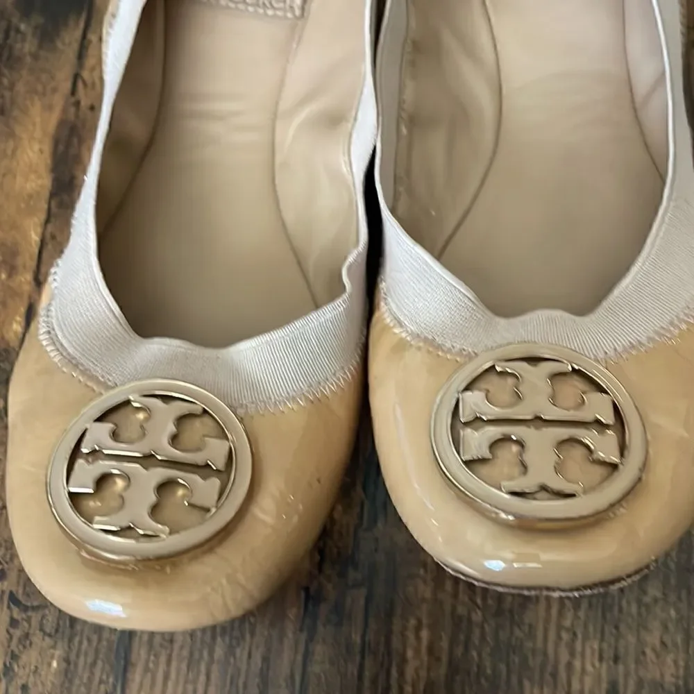 Tory Burch Nude Patent Caroline Ballet Flats Size 5